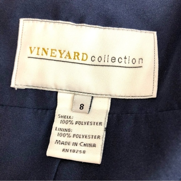 Vineyard Collection navy blue party dress chiffon bow gathered bust sleeveless 8 - Picture 8 of 10